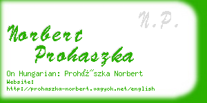 norbert prohaszka business card